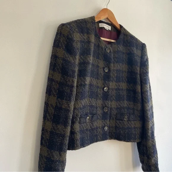 Vintage Wool Plaid Cropped Jacket - Picture 2 of 12